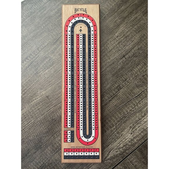 Bicycle 3-Track Color Coded Wooden Cribbage Board Games with pegs - Picture 1 of 7